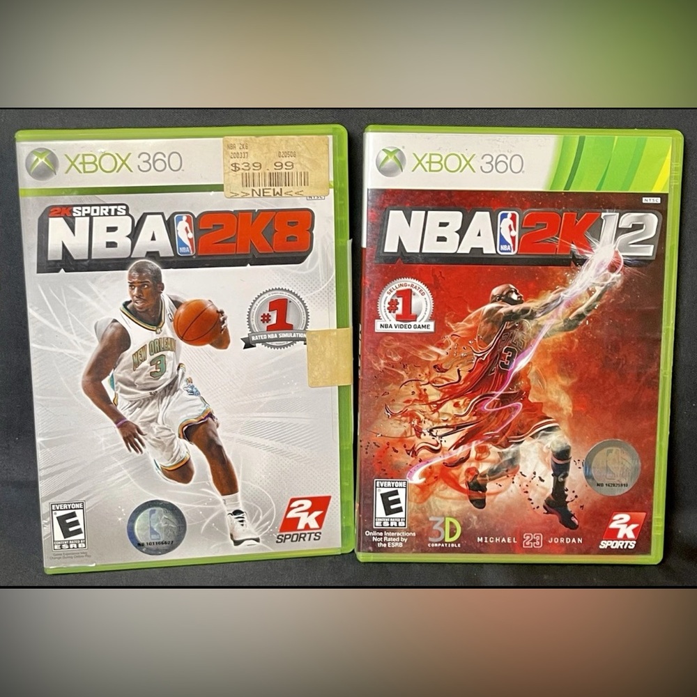 NBA 2K8 & 2k12 for xbox 360 W/ Box And Manuals Untested